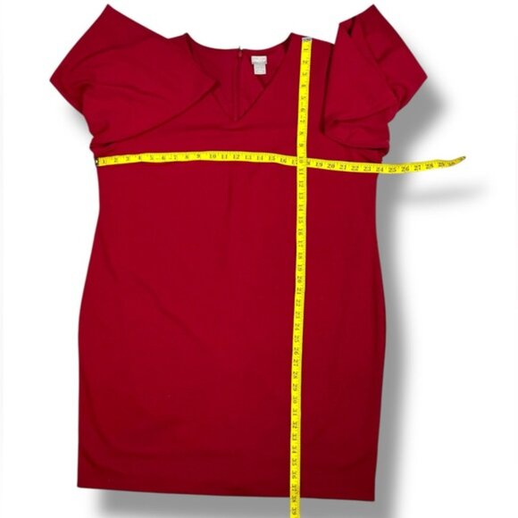 Chico's Sheath Shift Dress Bell Sleeve V Neck Dressy Red Plus 20/22 XXL - Picture 8 of 15